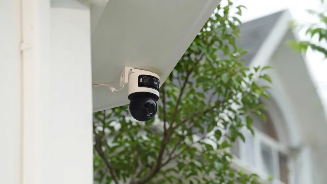 Full-color night vision security camera installed outdoors